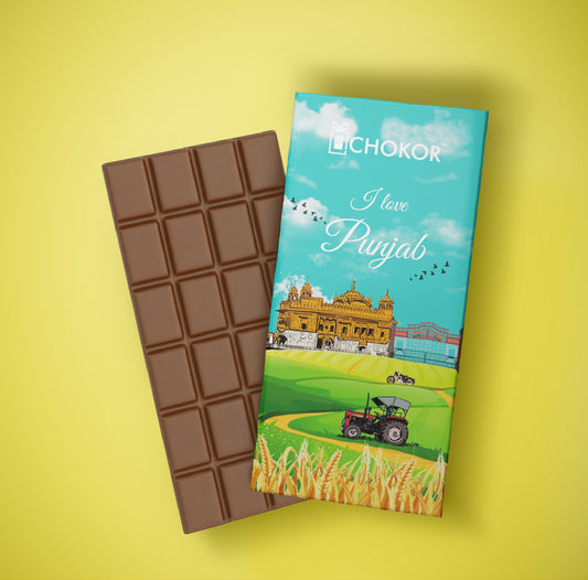 CHOKOR I Love Punjab - Coffee Flavoured Almond Chocolate Bar
