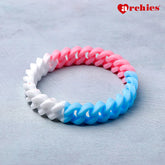 Interlocked Silicone Friendship Band Pastel Pink and Blue