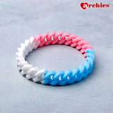 Interlocked Silicone Friendship Band Pastel Pink and Blue
