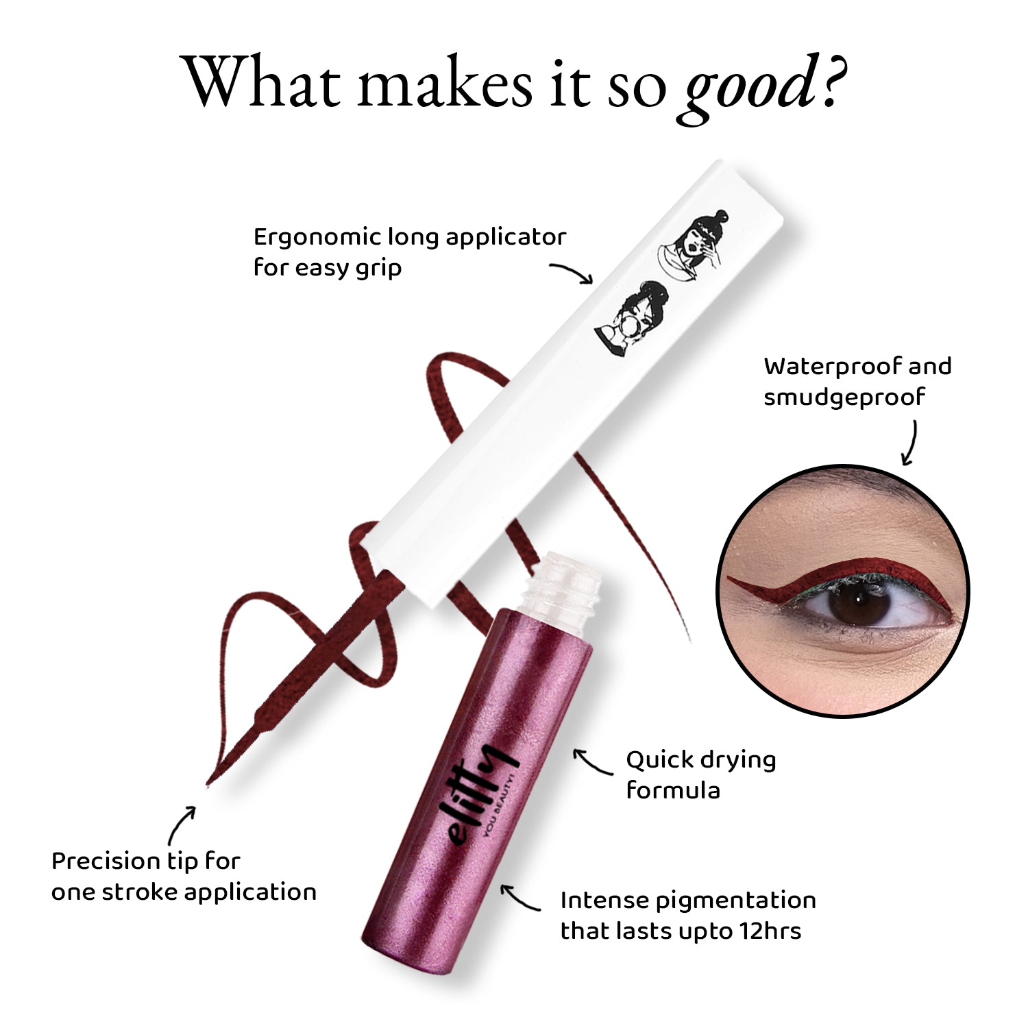 Elitty Red Metallic Pop Coloured Eyeliner - Lunar Magic (4ml)