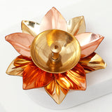 Floral Brass Akhand Jyoti Diya - Small