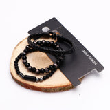 Black Beaded Multilayer Leather Bracelet