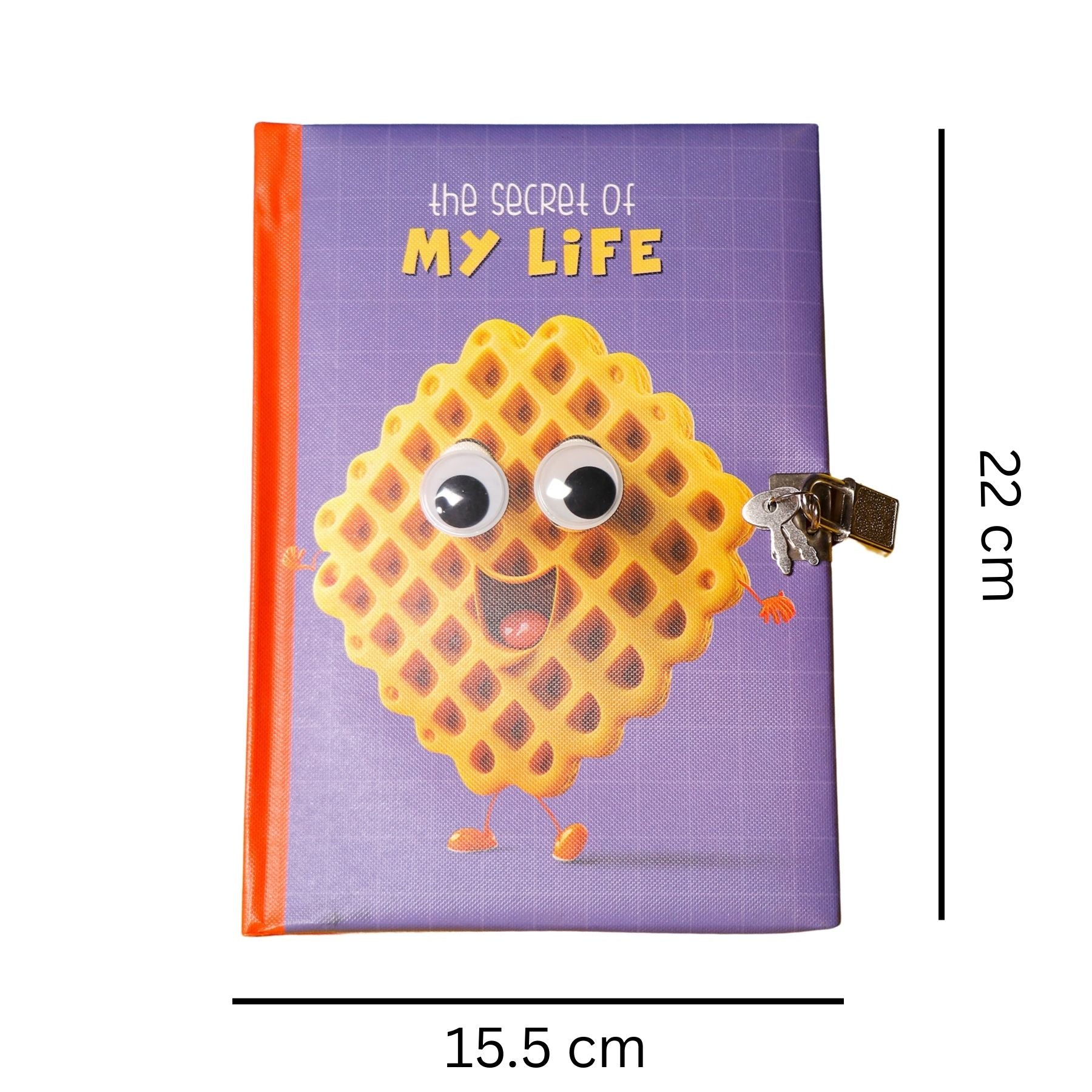 Waffle Theme Googli Eyes Lock Notebook