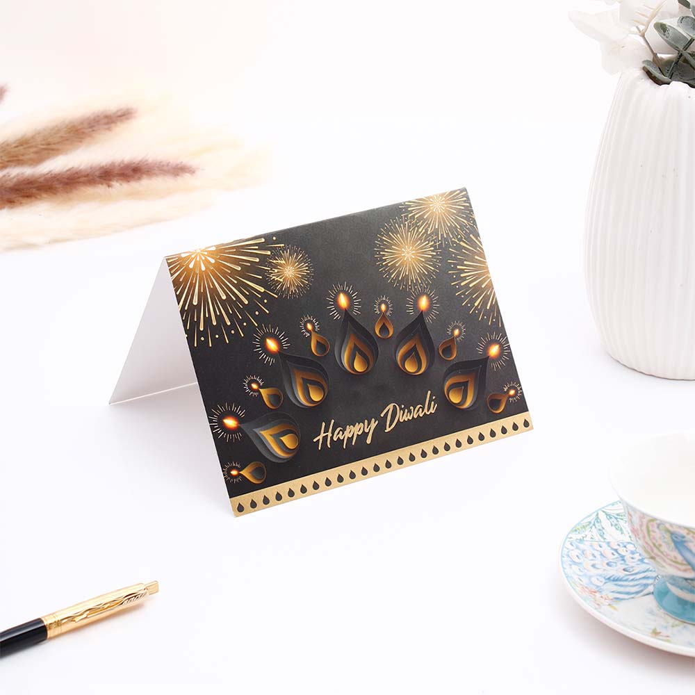 Bright Diwali Seasons Greeting Card Pack Of 50