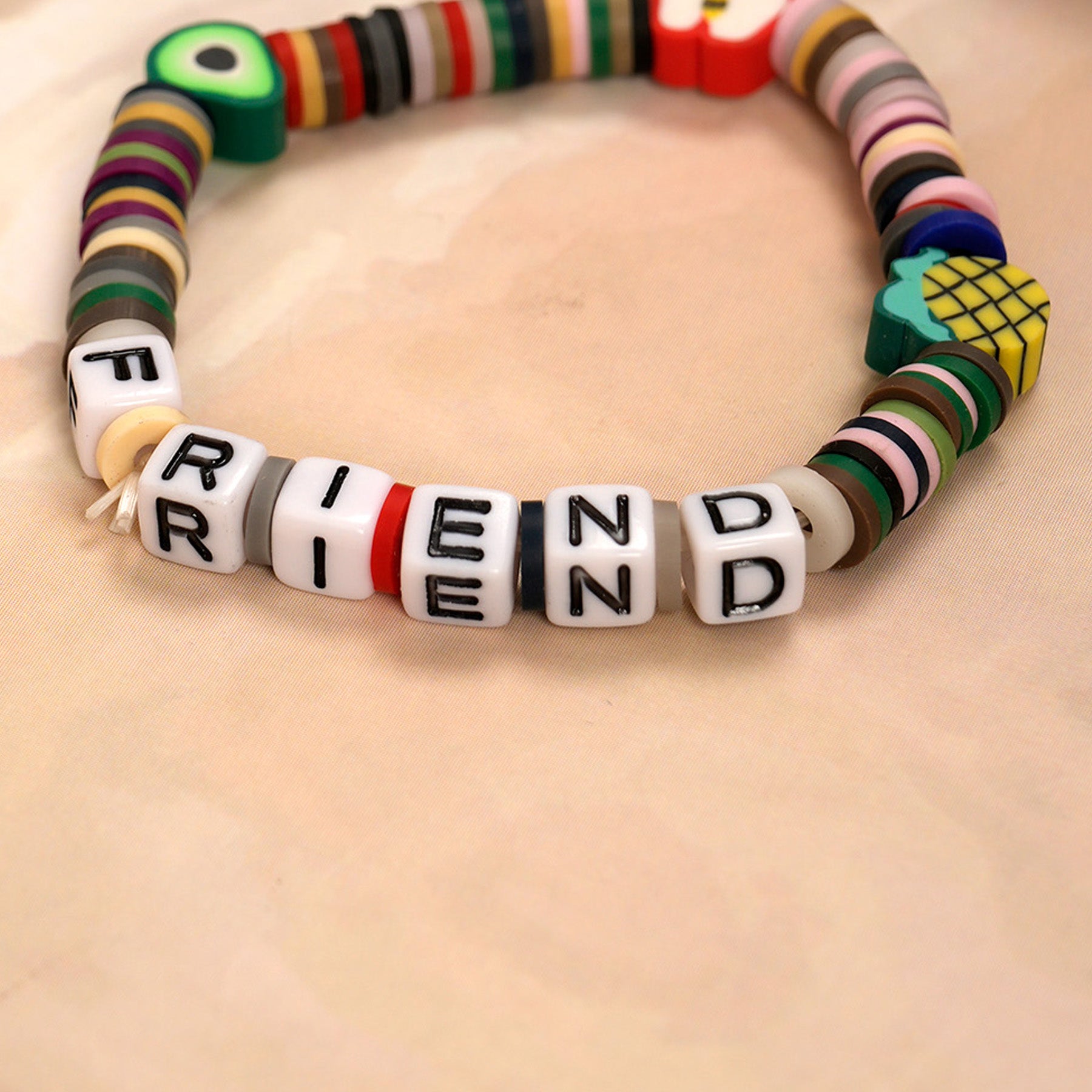 Grey Tone Loop Fruit Bead Friendship Bracelet