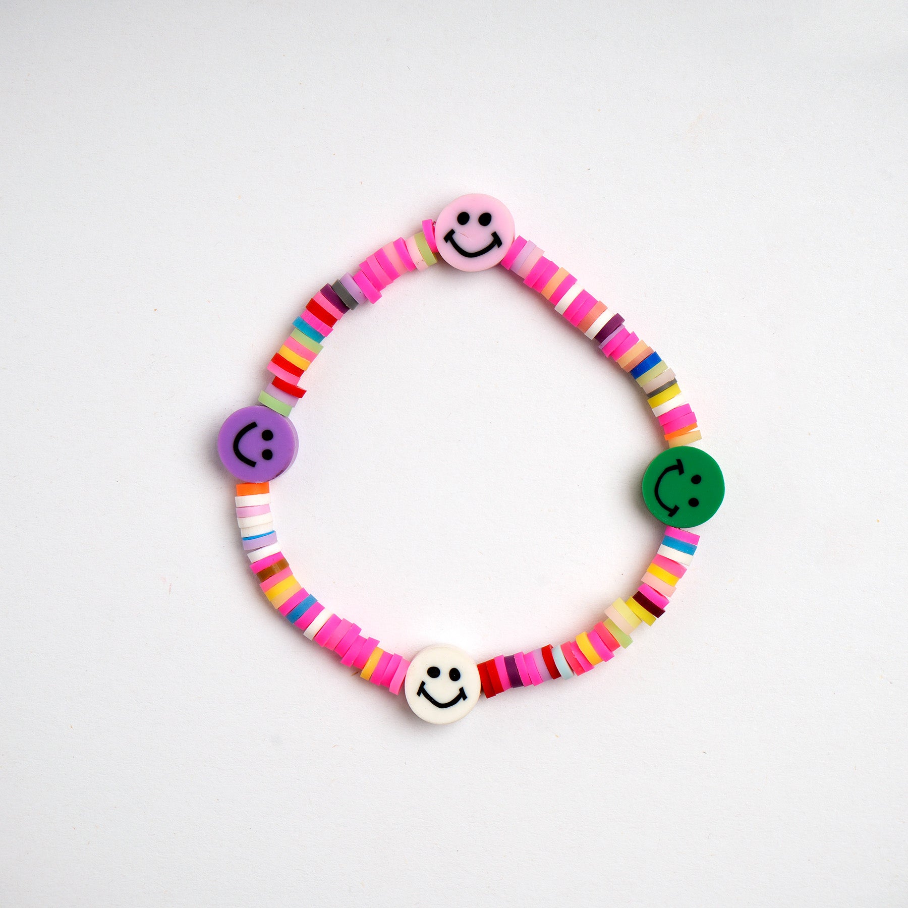 Pink Loop Smiley Bead Friendship Bracelet