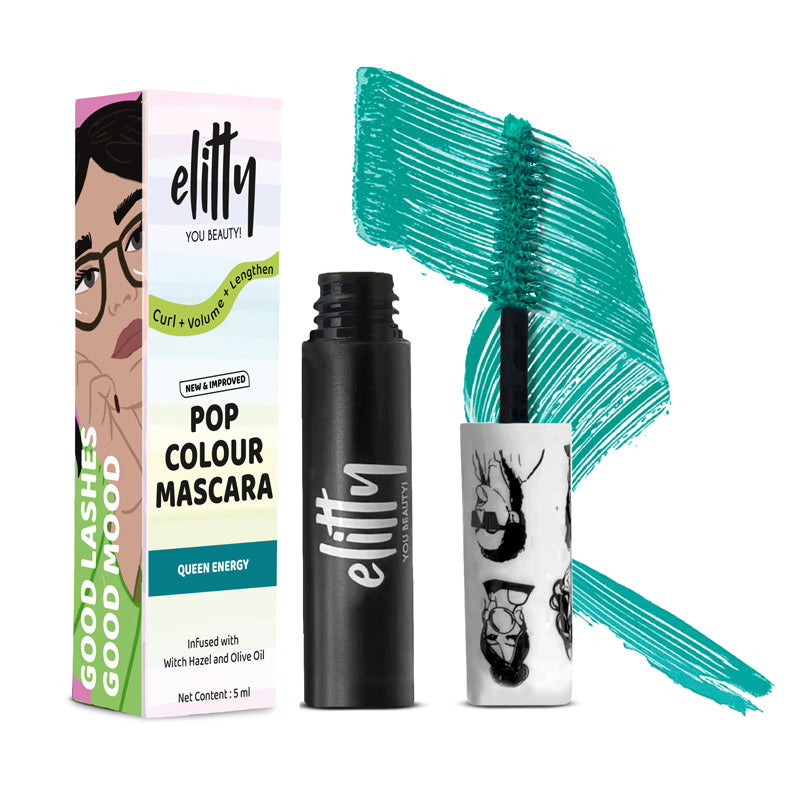 Elitty Teal Pop Colored Lush Lashes Mascara - Queen Energy - 5 gm