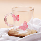 Pink Butterfly Charmed Glass Mug