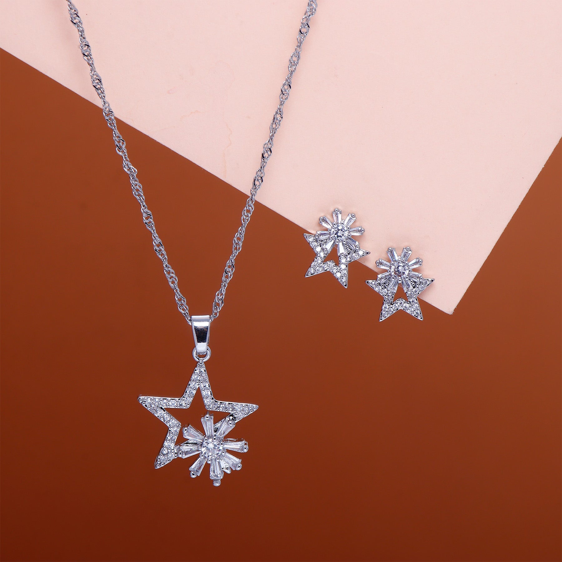 Celestial Bloom Pendant with Earring Set