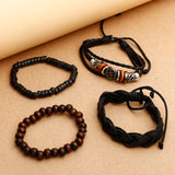 Dollar Beaded Multilayer Braided Leather Bracelet
