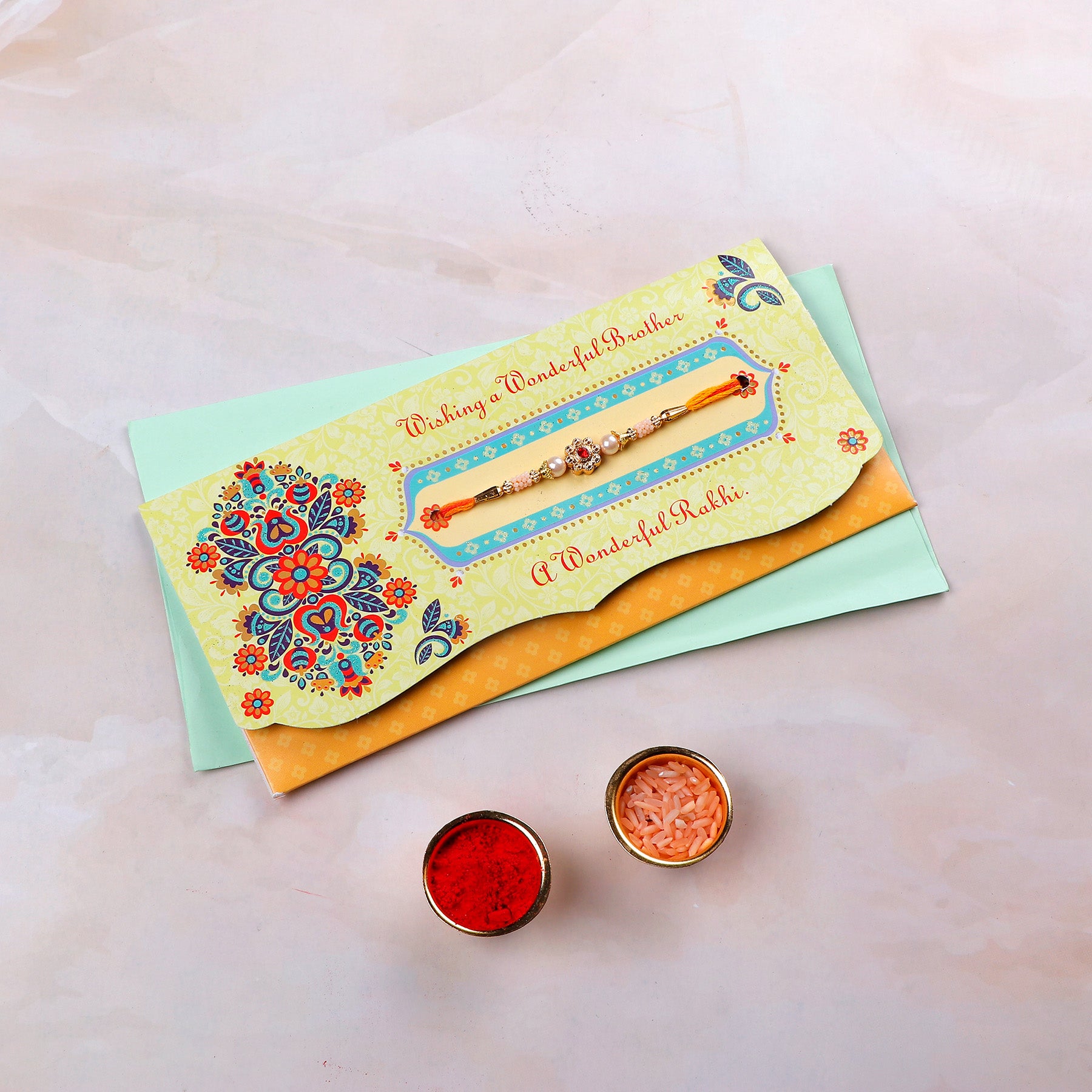 Designer Rakhi mailer with Roli chawal and Envelope Pack of 3