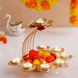 Lotus Tealight 7 Diya Thali Stand
