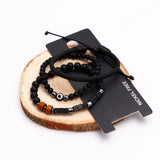 Beaded Evil Eye Black Multilayer Leather Bracelet
