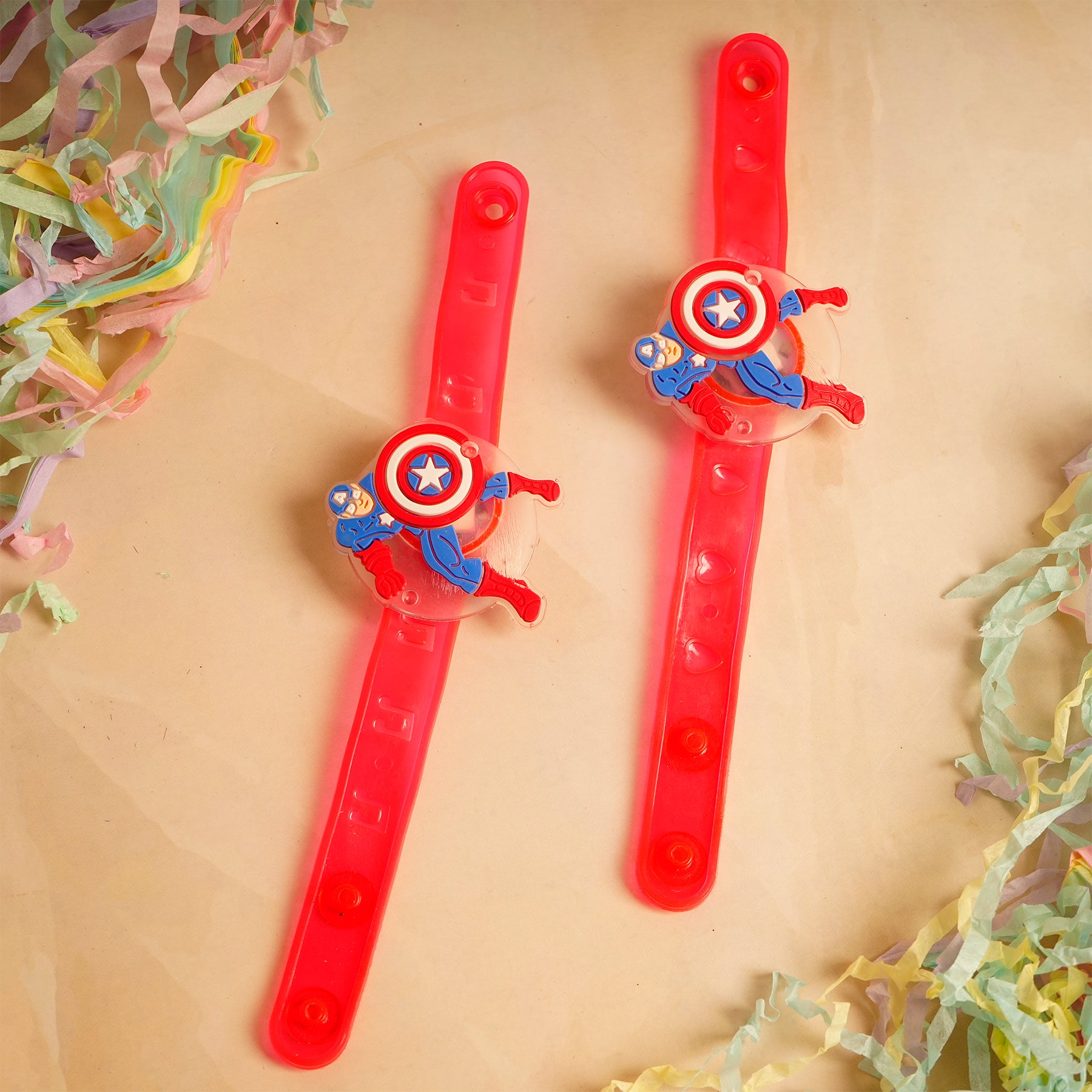 Captain America Red Rubber Kids Rakhi Pack of 2