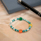 Sea Blue Loop Smiley Bead Friendship Bracelet