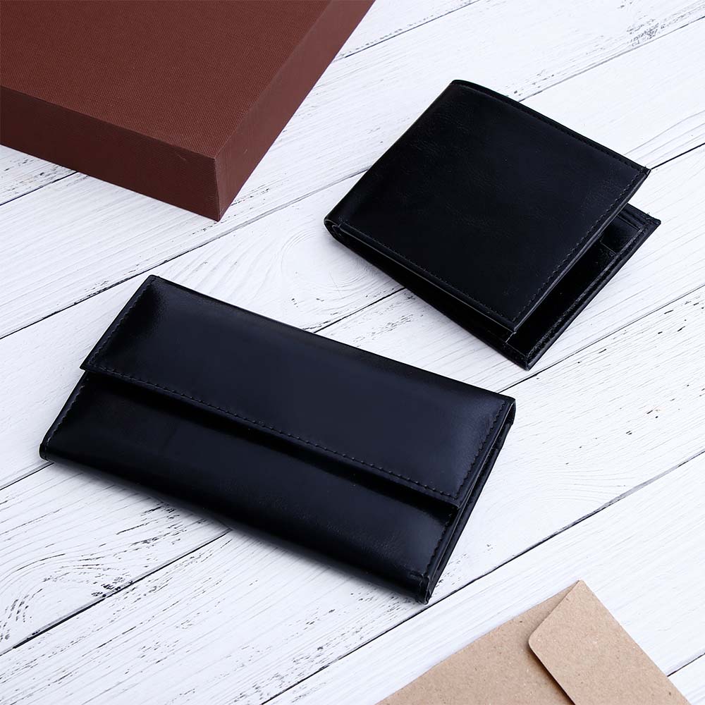 Men And Women Wallet Gift Set - Black