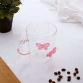 Pink Butterfly Charmed Glass Mug