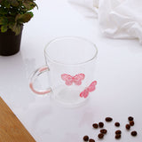 Pink Butterfly Charmed Glass Mug