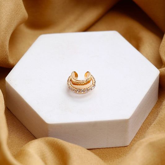 Rinestone Emblished Golden Earcuffs
