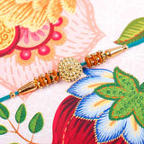 Beautiful Rakhi with Greeting Card with Mug and Chocolate