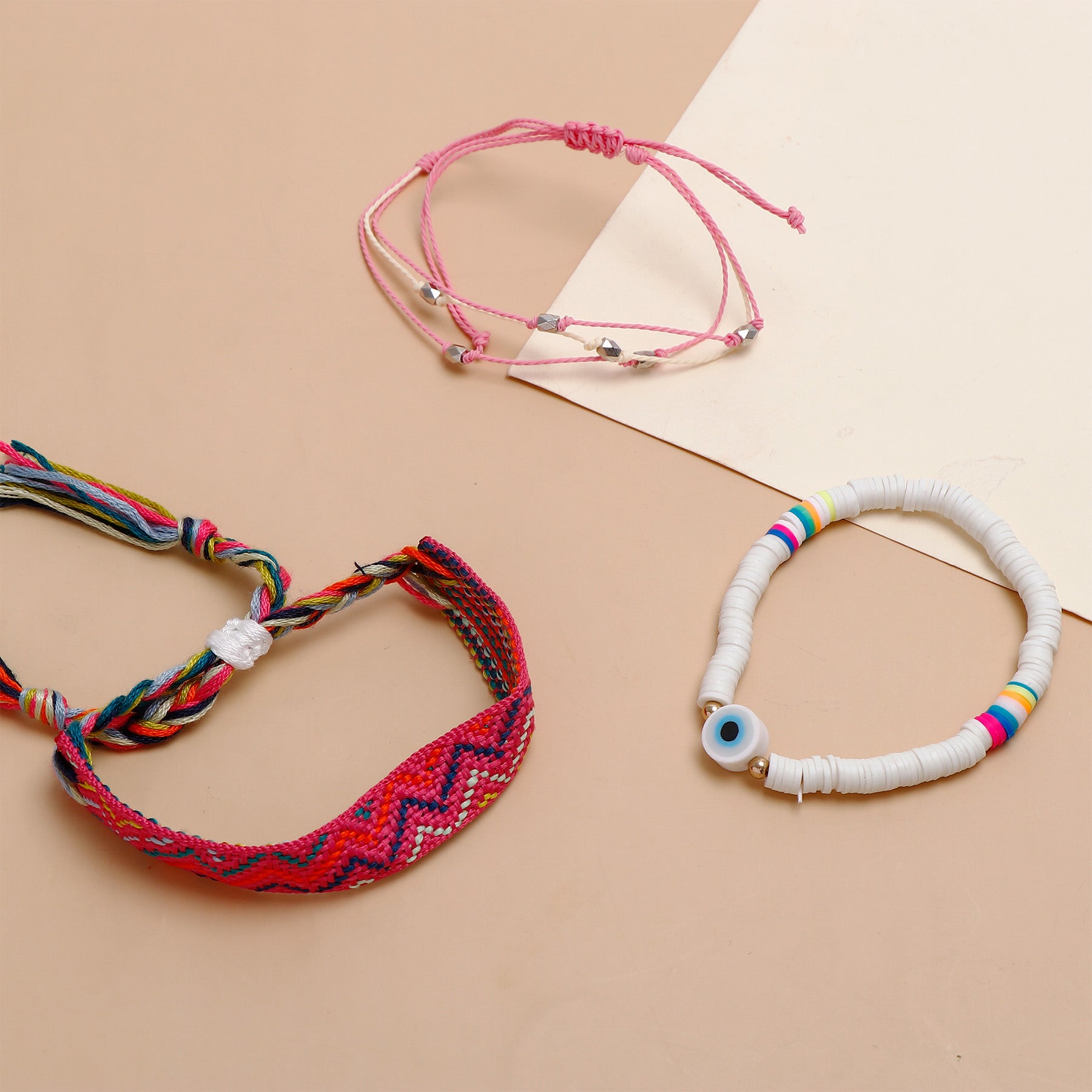 Knitted Pink Multi Layer Bracelet Set