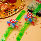 Avengers Captain America Green Rubber Kids Rakhi Pack of 2
