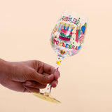 Blow the Candles Quoted Birthday Wine Glass