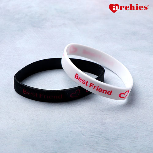 Silicone Friendship Bands Black and White Set of 2