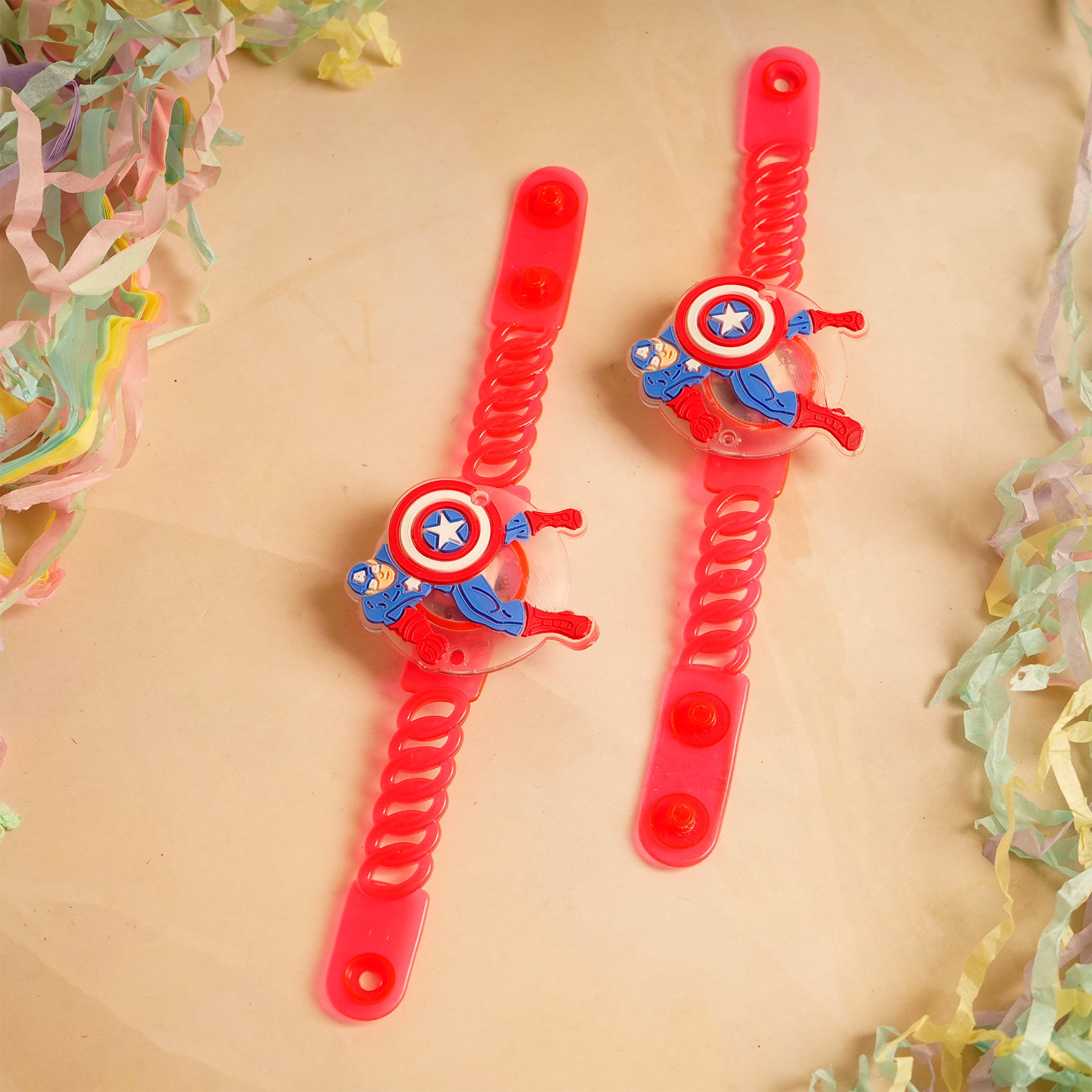 Avengers Captain America Red Rubber Kids Rakhi Pack of 2