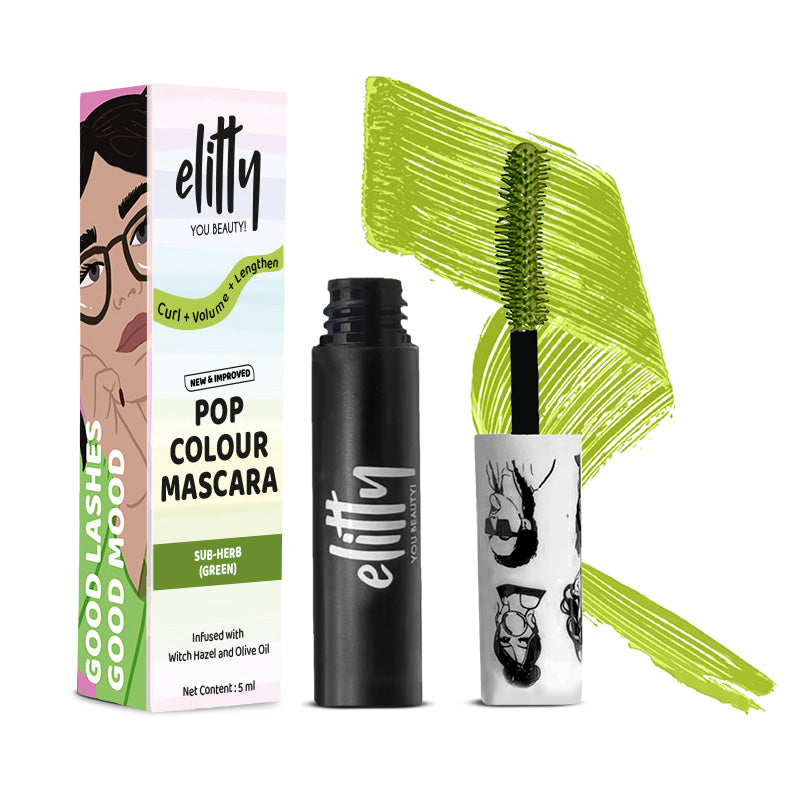 Elitty Green Pop Colored Lush Lashes Mascara - Sub-Herb - 5 gm