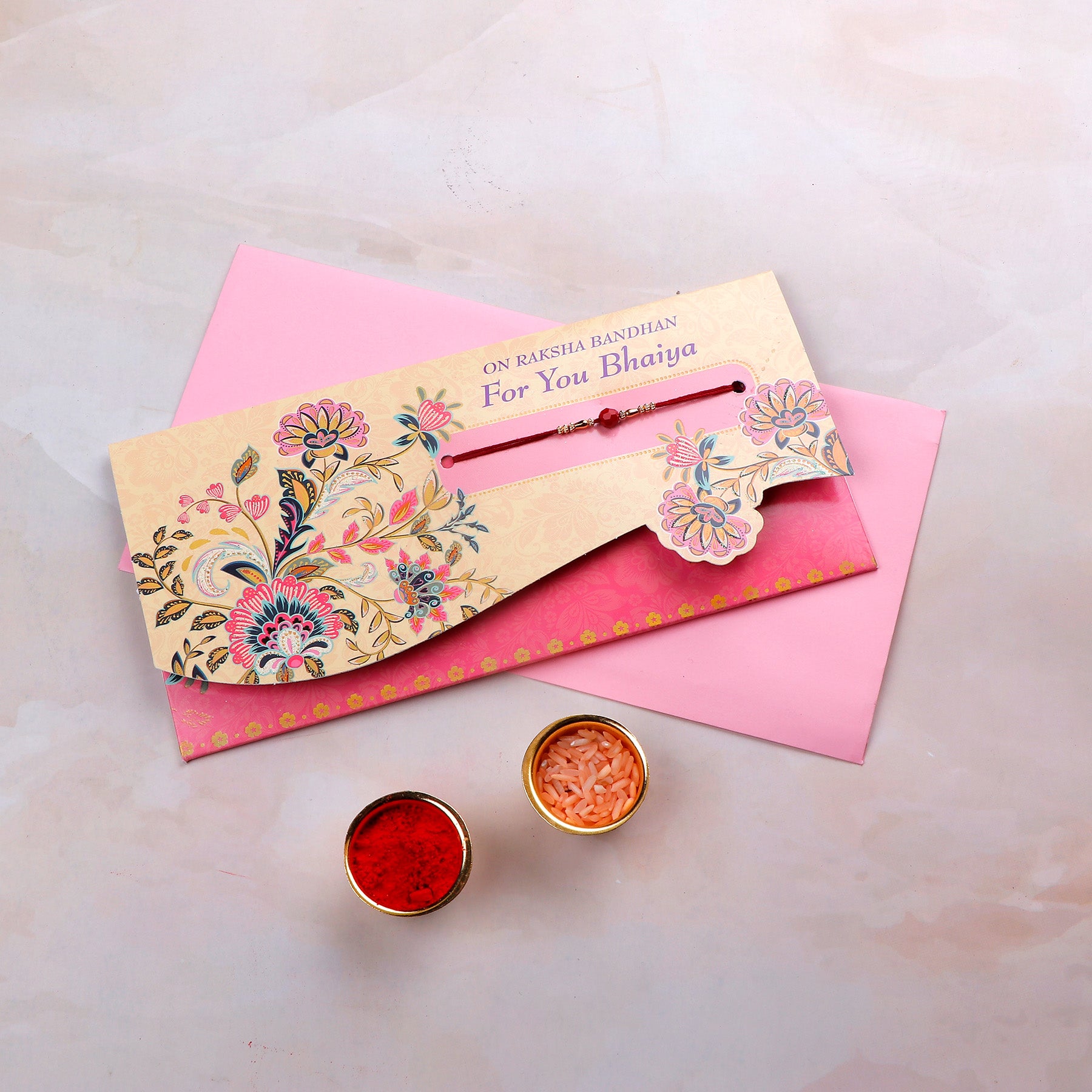 Sacred Rakhi mailer with Roli chawal and Envelope Pack of 3