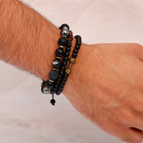 Wood Craft Beaded Dumbell Multilayer Bracelet