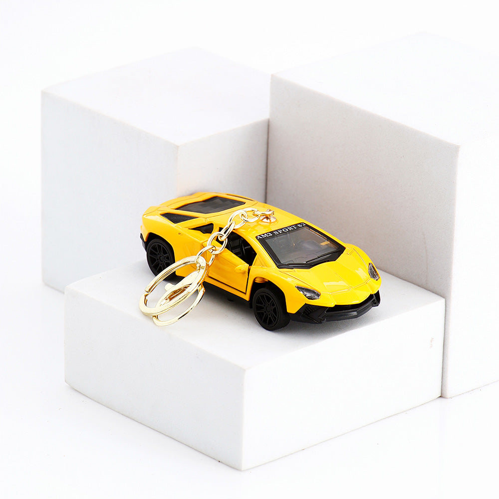 Yellow Sports Car Keychain