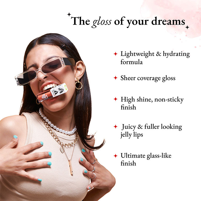 Elitty Jelly Lips- Peach Lip Gloss for High Shine, Glossy Finish - Pretty Boujee (4ml)