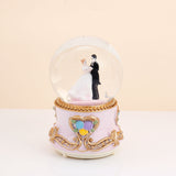 Purple Romantic Couple Musical Snow Globe