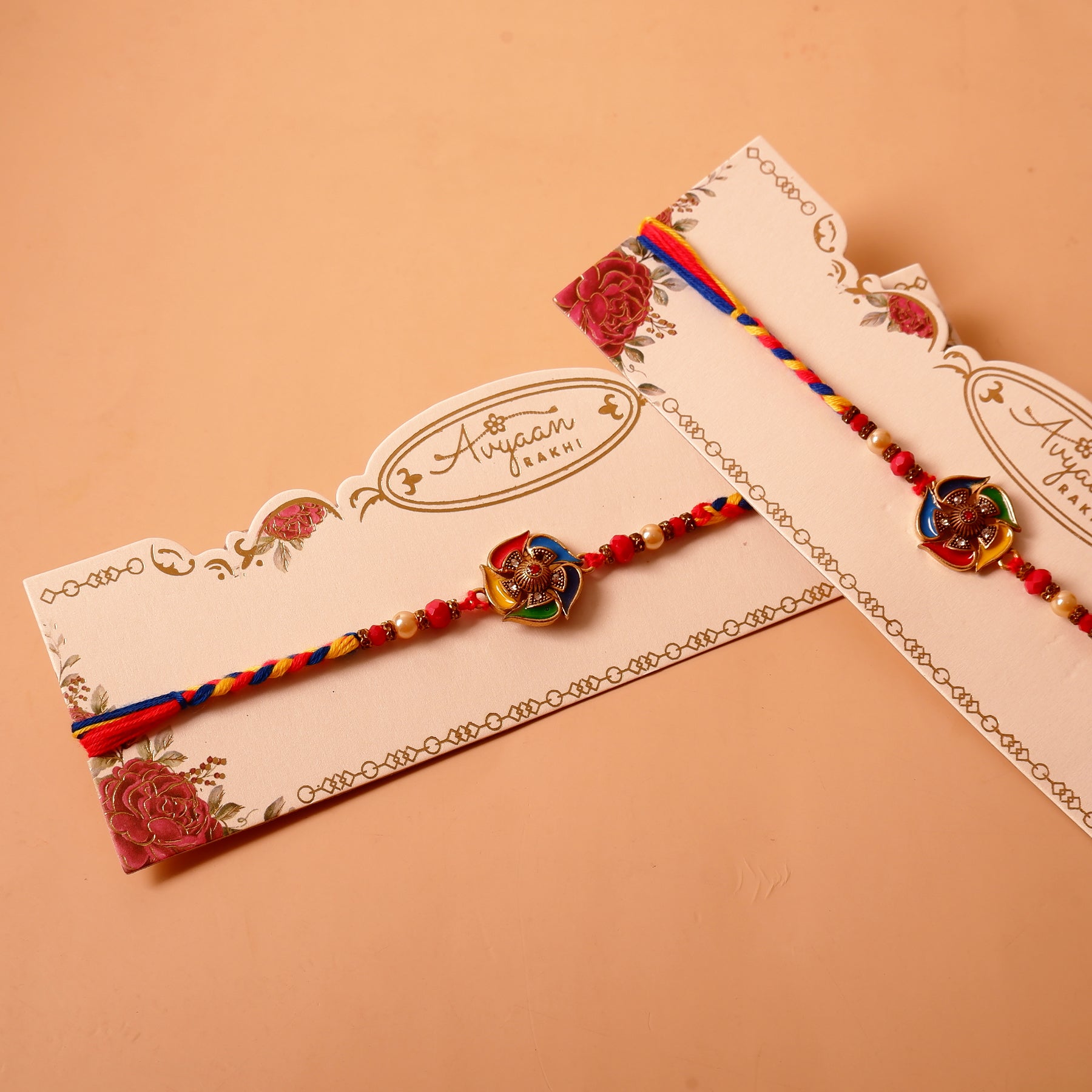 Multicoloured Floral Rakhi Pack of 2