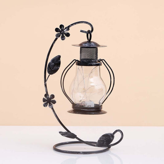 Antique Metal Lantern with Glass Jar Light