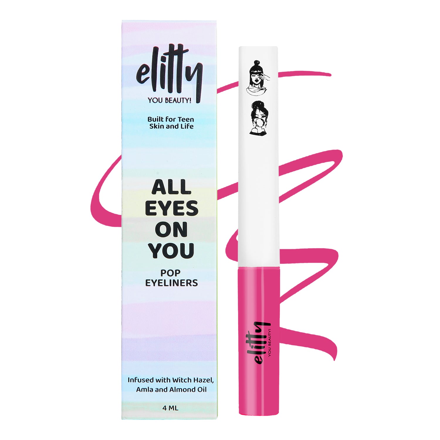 Elitty Hot Pink Matte Pop Coloured Eyeliner -High Key (4ml)