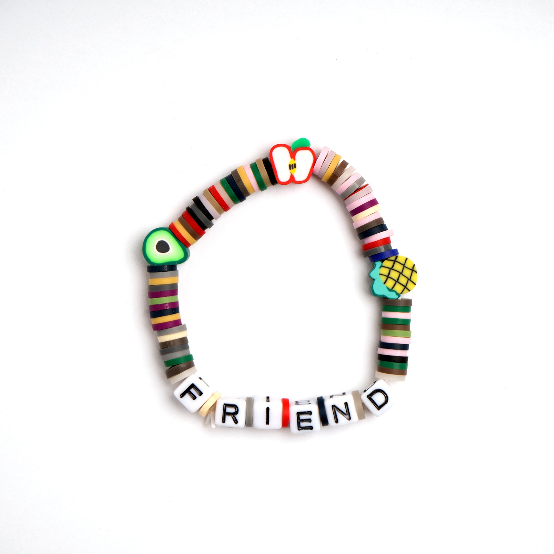 Grey Tone Loop Fruit Bead Friendship Bracelet