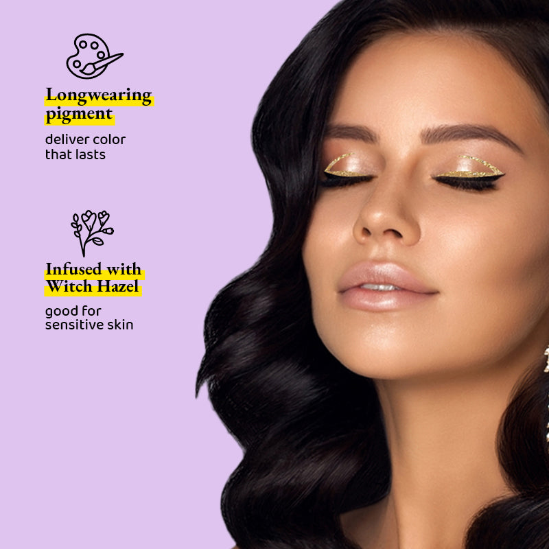 Elitty All That Glitters Waterproof Liquid Eyeliner Combo | Pack of 3 Glitter (Silver, Golden, Copper-Dark Rose Gold) Shades | Long Lasting | 4 ML Each