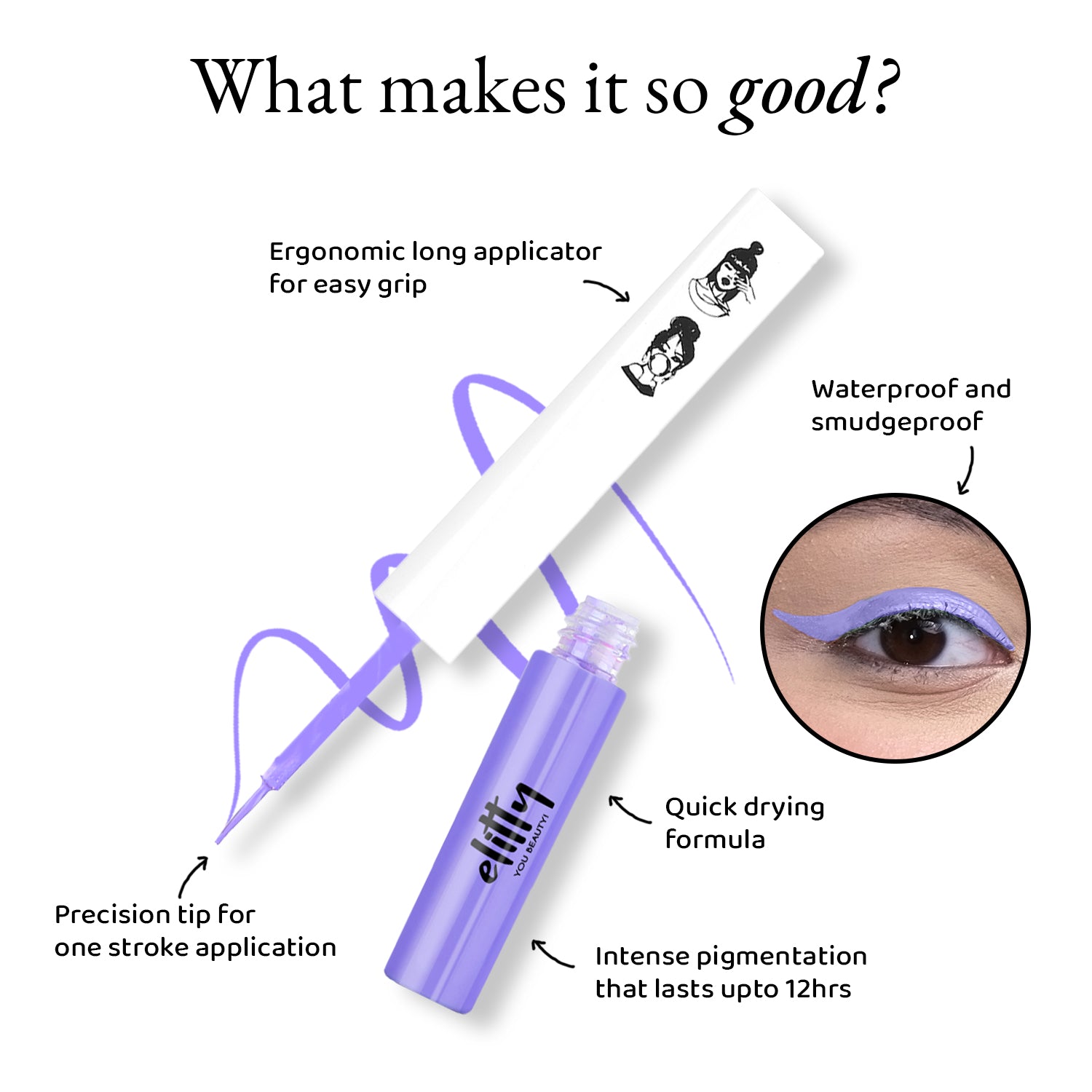 Elitty Lilac Purple Matte Pop Coloured Eyeliner - Lilac Dreams (4ml)