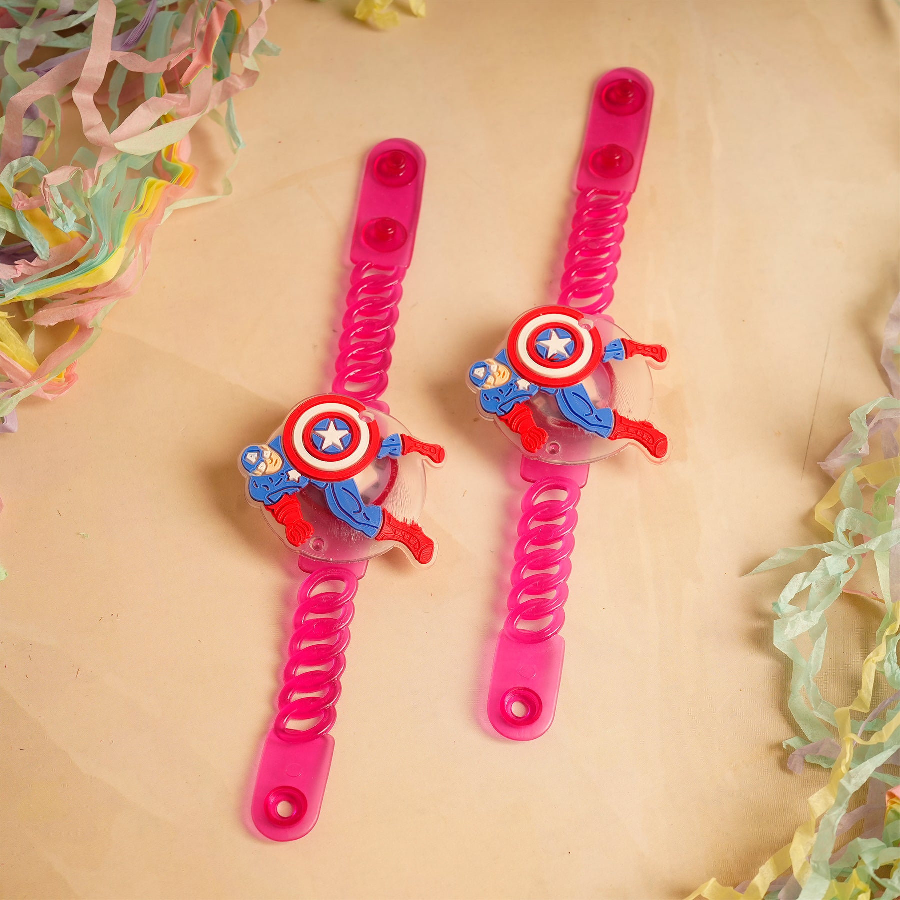 Captain America Pink Rubber Kids Rakhi Pack of 2