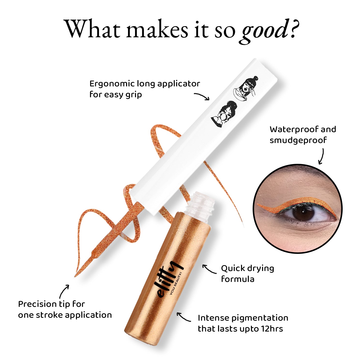 Elitty Rust Metallic Pop Coloured Eyeliner - Eternal Eclipse (4ml)