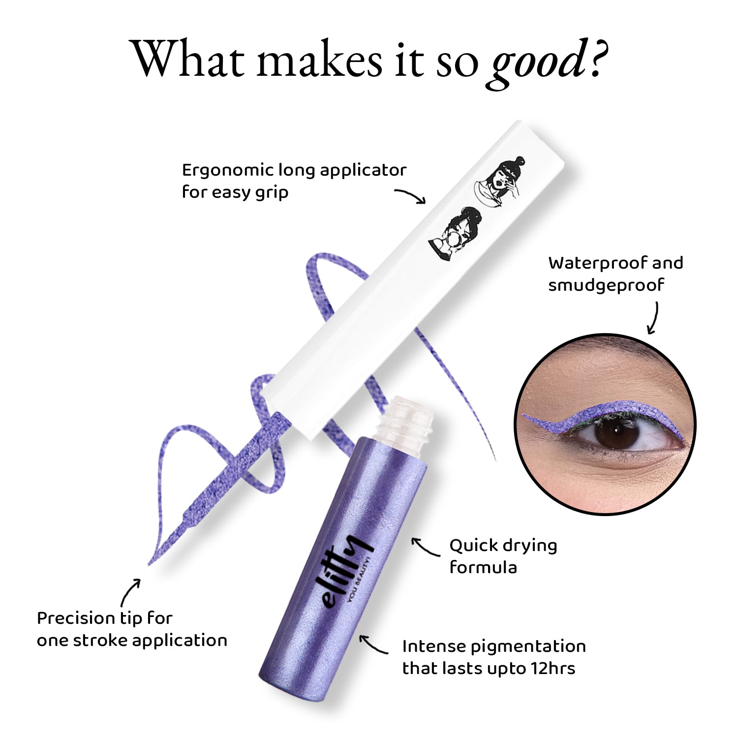 Elitty Purple Metallic Pop Coloured Eyeliner - Lucid Dreaming (4ml)