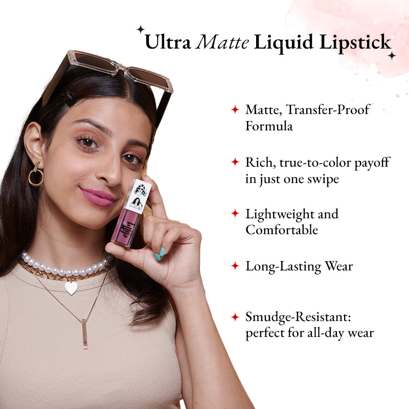 Elitty Mauve Liquid Matte Lipstick | Transferproof, Smudgeproof & Lightweight | Just A Girl - 4 ML