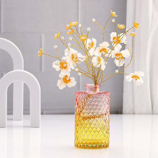 Golden and White Accents Cherry Blossom Vase