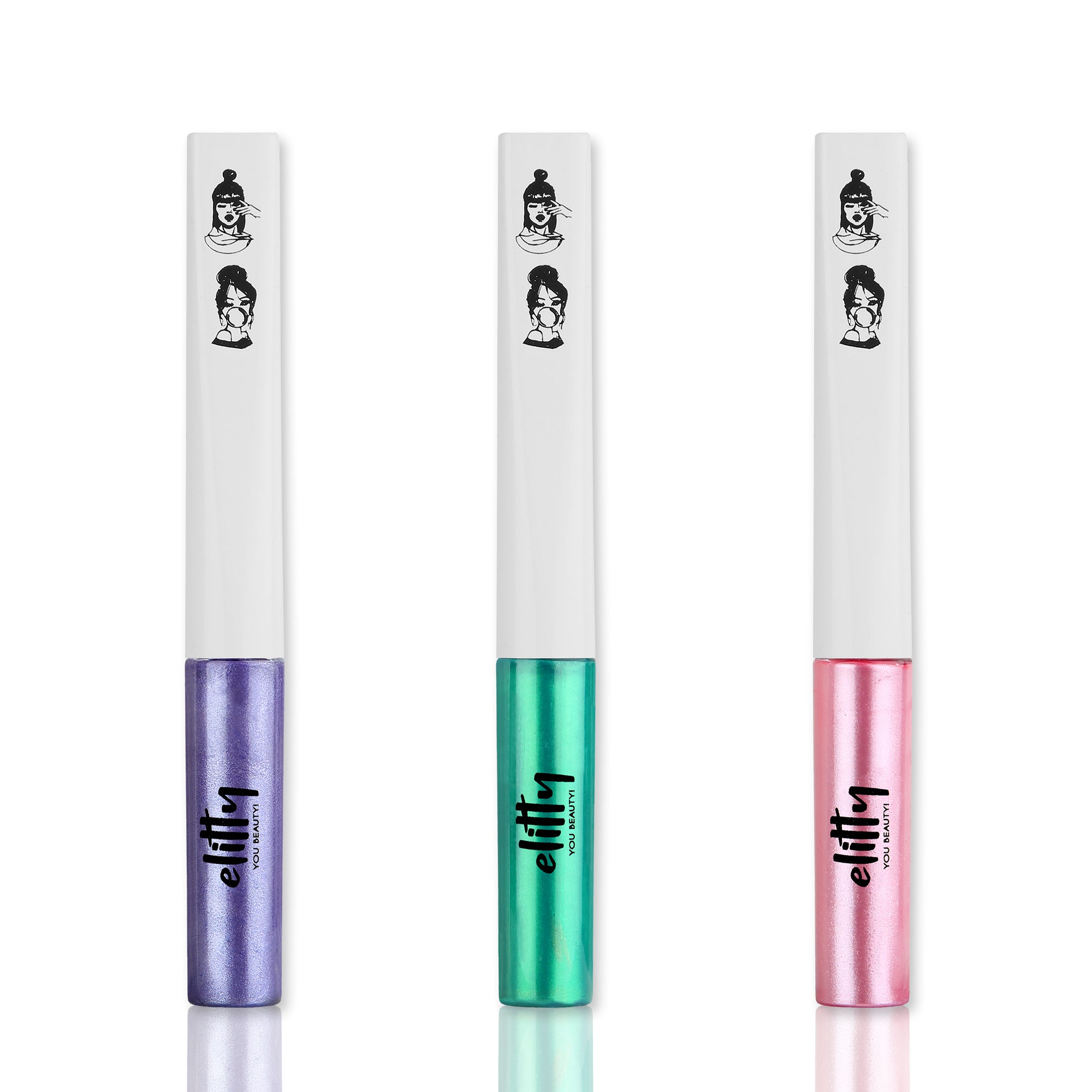 Elitty Show Me Shimmer Eyeliner Combo (Purple, Pink, Emerald Green), 4 ml each