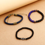 Beaded Evil Eye Multilayer Leather Braided Bracelet
