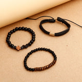 Wood Craft Beaded Multilayer Leather Bracelet