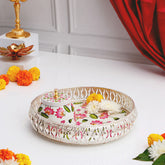 Pink and White Motifs Jars with Tray Set